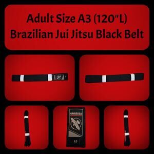 New Adult Size A3 Brazilian Jui Jitsu Black Belt By Hayabusa